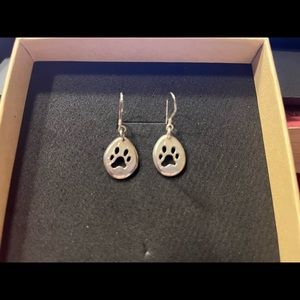 Sterling silver paw prints dangles. Stamped 925